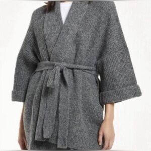 Anthropologie Akemi + Kin One Size Shrug Sweater with Belt 
Charcoal Grey